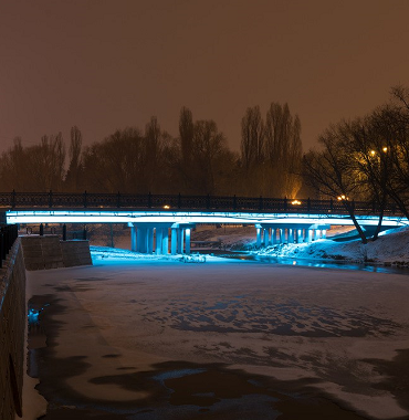 Завершенный проект архитектурной подсветки автомобильного моста, г. Белгород